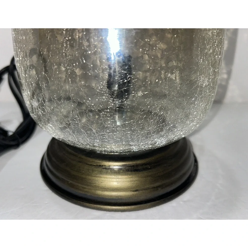 Crackle Glass Lamp‎ Nightlight With Bronze Base BOHO Romantic Glow New